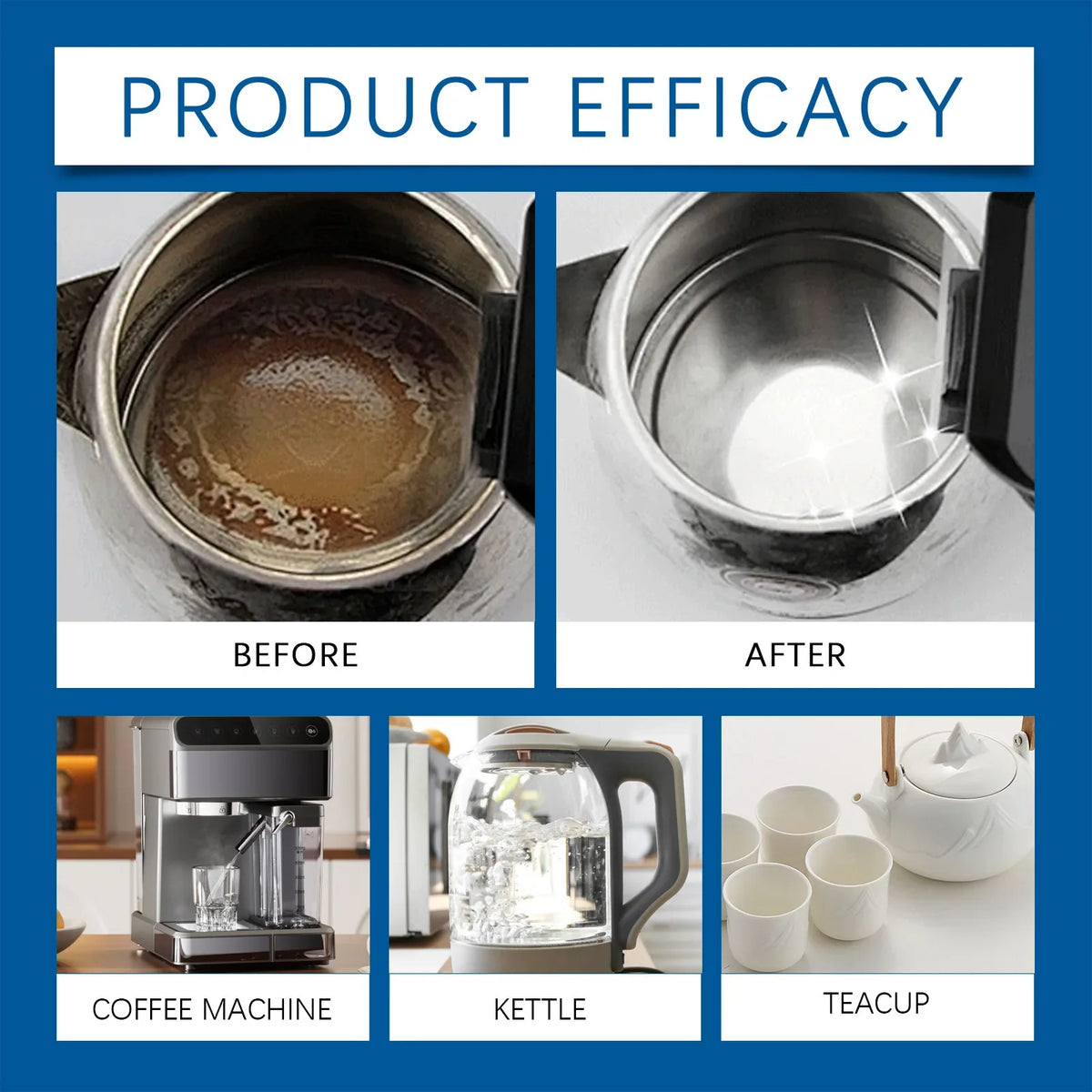 Teapot Scale Cleaner Kettle Descaler Remove Tea Stains Food Grade Drinking Machine Decontamination Water Bottle Cleaning Tablets Quake