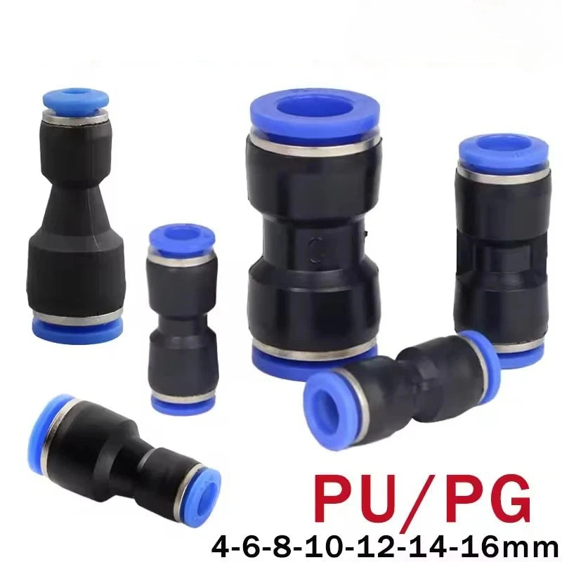 Pu/PG Pneumatic Fittings Connector PG 4 to 6-8-10-12/14mm 16mm Air Hose Tube Push in Straight Gas Quick Coupling Quake