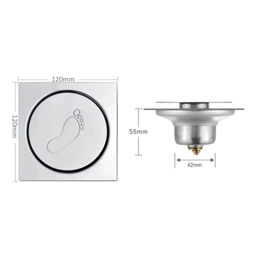 Useful Metal Press-Type Floor Drain Pedal Type Pop Up Bounce Sewer Floor Strainer Removable Square Drain Filter Quake