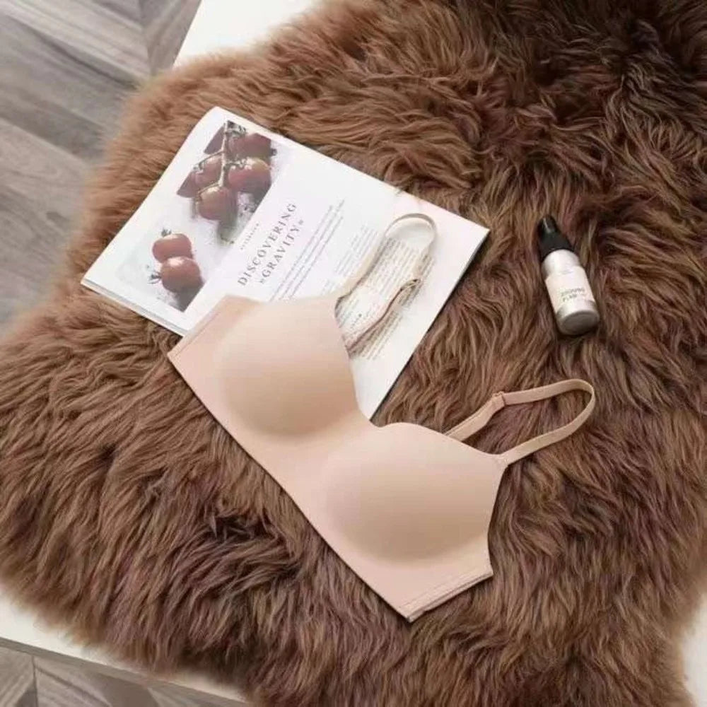 Soft Comfort Wireless Bra Breathable Fabric Thin Cup Seamless Bra Non-Wire Supportive Structure Tube Top Bras Daily Wear Quake Beige 85A