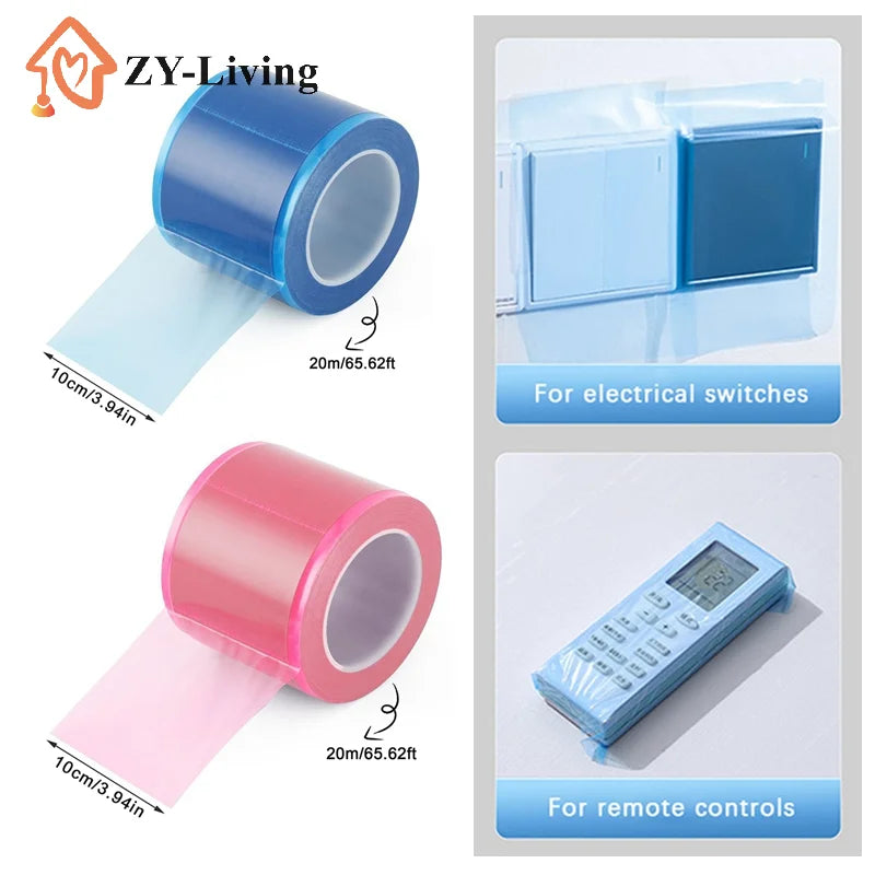 Width 10cm Disposable Protective Barrier Film Tape, Bathroom Toilet Isolation Sticker, Anti-Stain Cover for Door Handle & Switch Quake