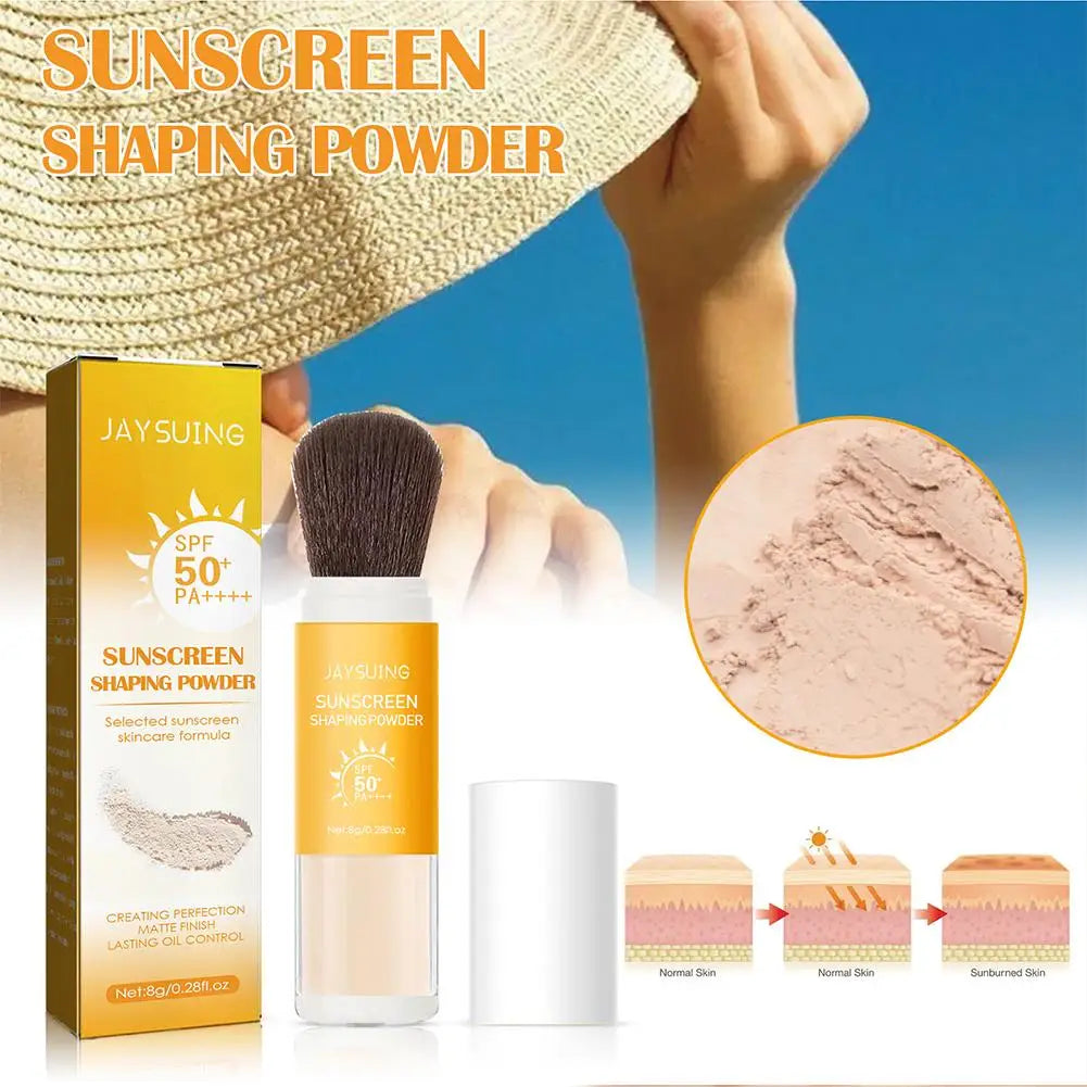 SPF 50 Sunscreen Loose Powder - Waterproof Mineral Sunblock Setting Powder for Face, Oil Control & Matte Finish, Invisible Pore Quake
