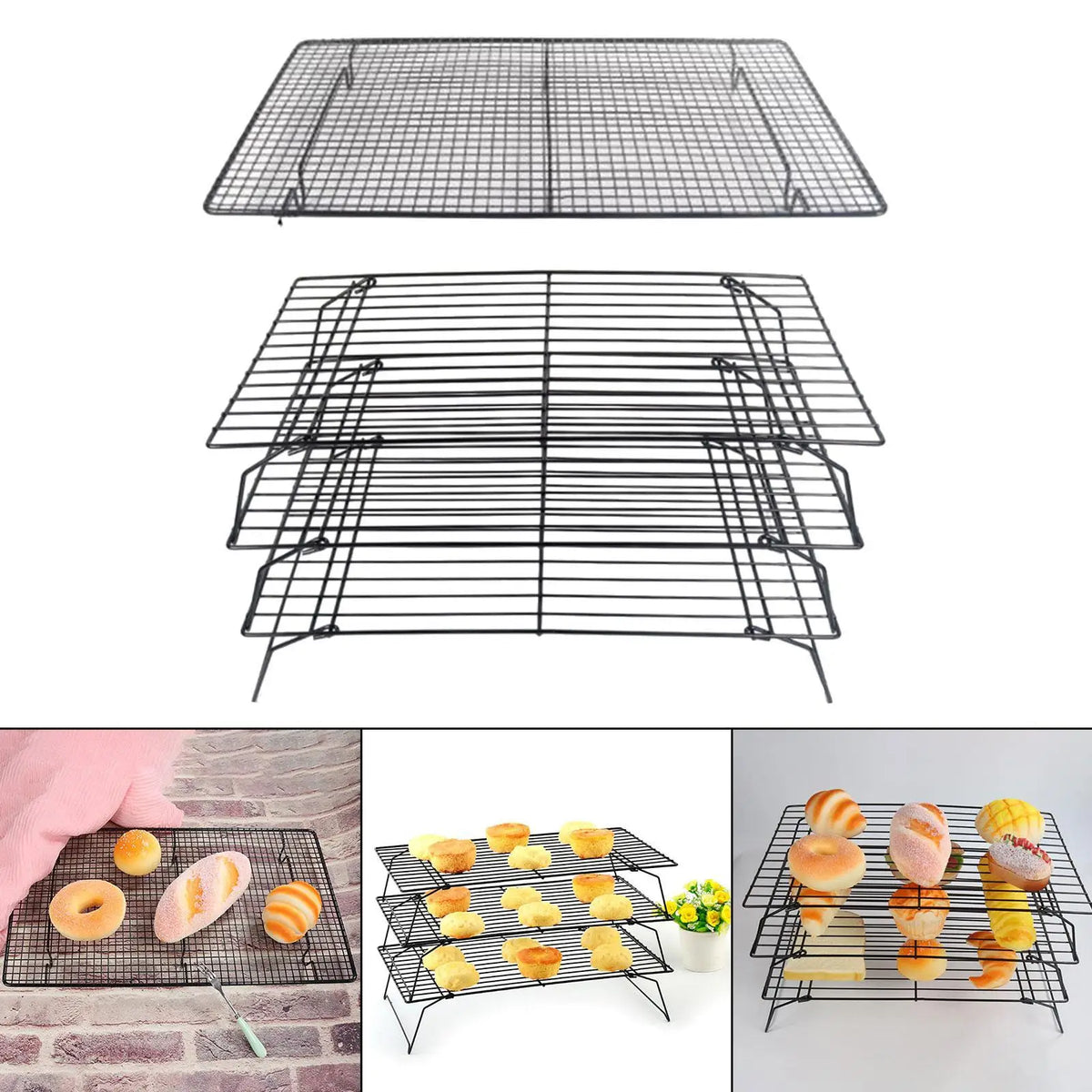 Baking Rack Easy to Clean Small Heavy Duty Roasting Cooling Wire Roasting Rack Cookies Cooling Rack for Cake Pizza Bread Biscuit Quake