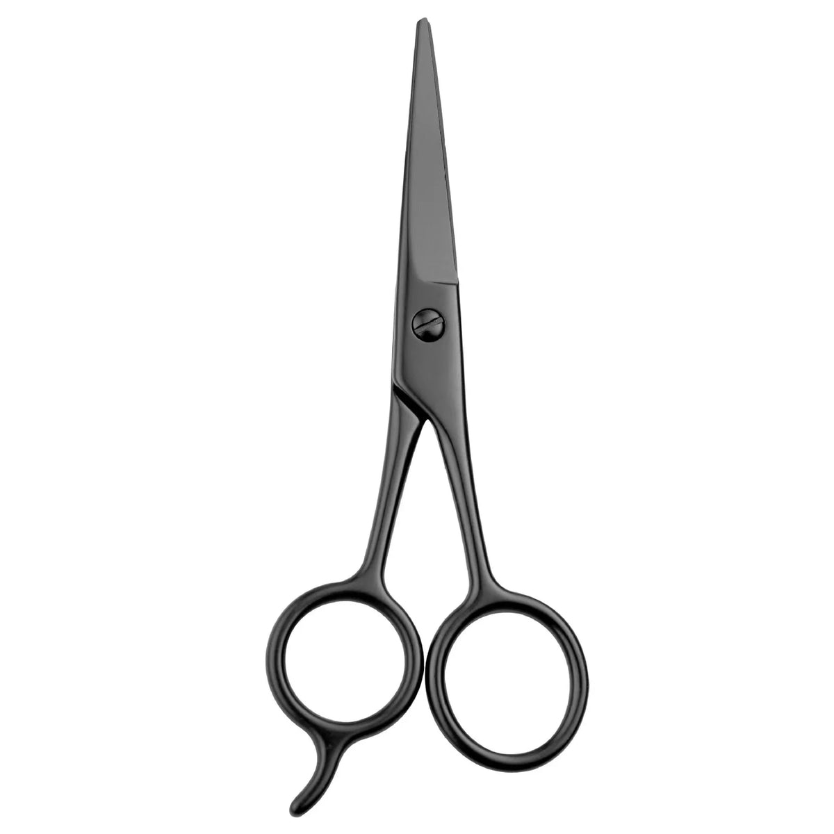 Stainless Steel Barber Cutting Scissors Professional Black Straight Handle Hair Clippers Beard Trimming Round Head Flat Scissors Quake black A