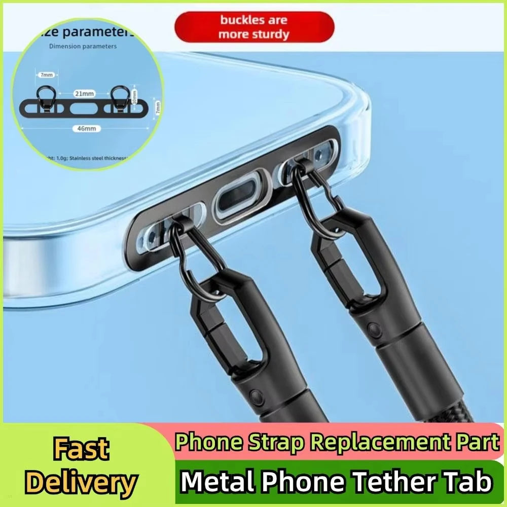 Ultra Thin Metal Mobile Phone Lanyard Patch Stainless Steel Card Anti Lost Hanging Rope Tab Double Buckle Replacement Gasket Quake