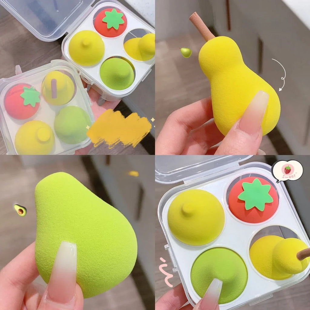 Fruit Shaped Cosmetic Puff with Storage Box for Women Face Foundation Powder Sponge Cosmetic Puff Make Up Sponge Makeup Tools Quake