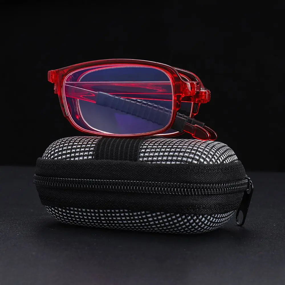 TR90 Folding Reading Glasses with Zipper Case Unisex Portable Lightweight Presbyopic Eyeglasses Readers Eyewear +1.0x ~ 4.0x Quake