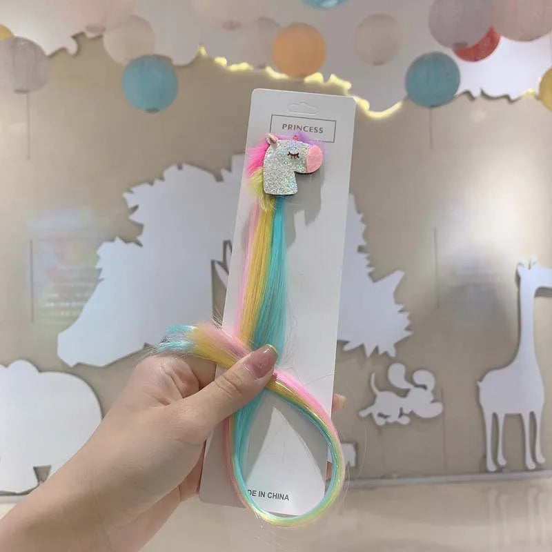 Cute Cartoon Unicorn Children Hair Braiding Accessories Little Girls Colored Braided Tools Baby Holiday Party Pony Hair Clips Quake NO.7