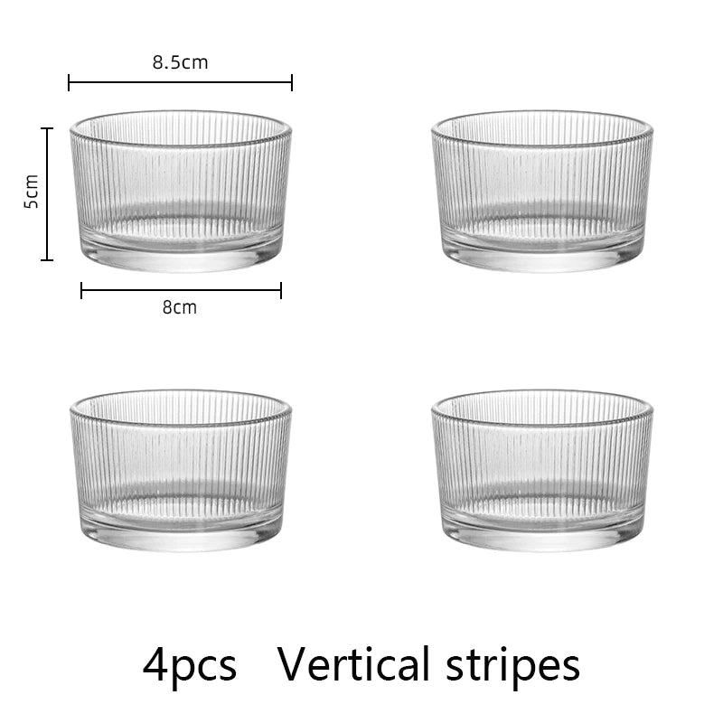 YWDL 4pcs Clear Glass Mini Bowls Set Kitchen Desserts Bowl Home Dips Sauces Pudding Fruit Charcuterie Boards Bowls For Meal Prep Quake B 4PCS