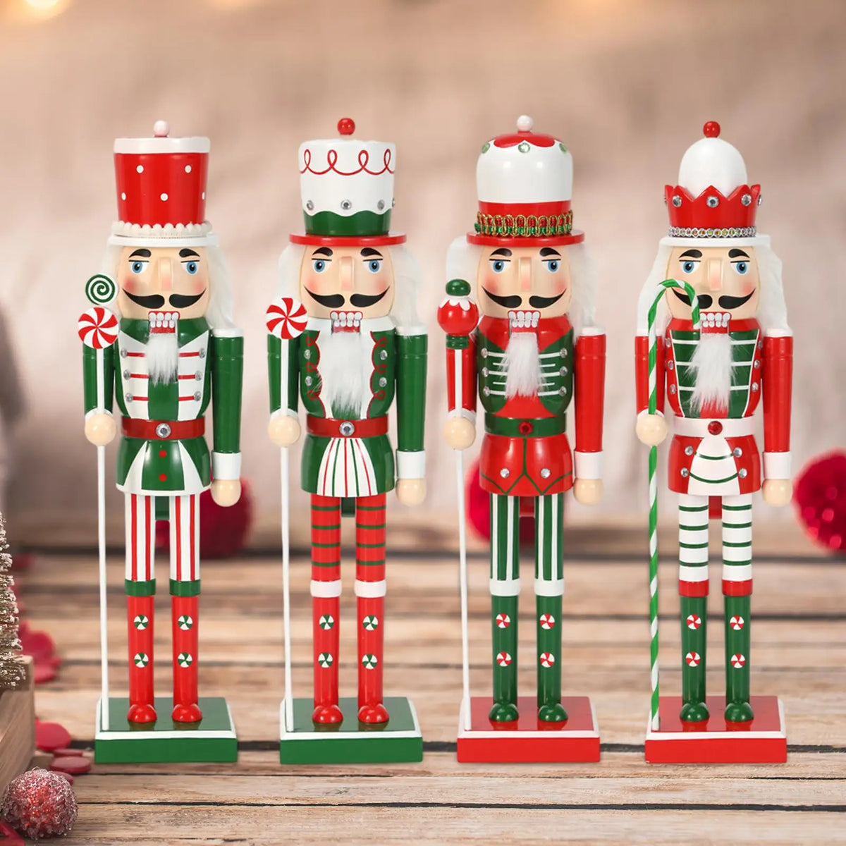 Christmas Nutcracker Ornament Figure Table Decoration, Wooden Nutcracker Soldier for Holiday Quake