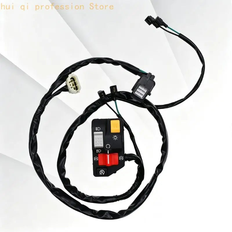 Replacement Motorcycle Control Assembly, Handlebar Start Control Unit with Integrated Harness and Terminal End, Part Reference Quake