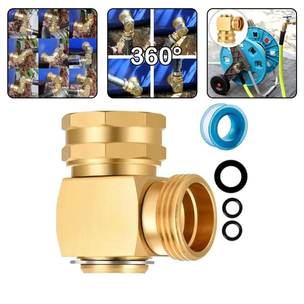 High Quality 90 Degree Hose Swivel Elbow Solid Brass Adjustable Hose Kink Protector Elbow Connector Quake