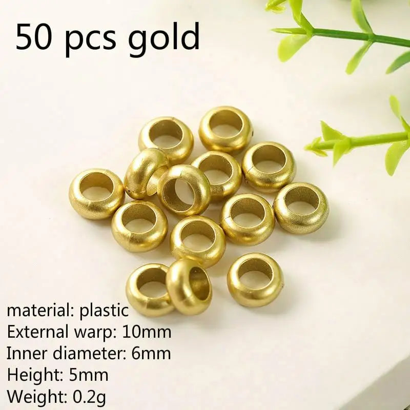 50 Pcs/set Opening Hair Ring Braid Bead Dreadlock Metal/Gold/Silver Clip Braid for African Braided Braids Decorative Accessories Quake