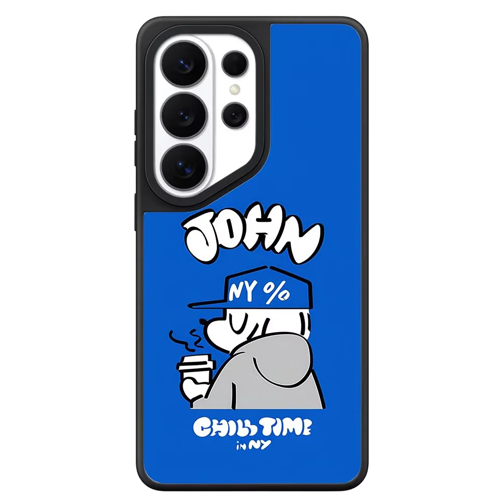 Blue Background New York Dog Mirror Surface Magnetic Phone Cover for Samsung Galaxy S23 S24 S25 S26 Ultra S26+ Plus Case Quake no magsafe 2 for Galaxy S26 Ultra
