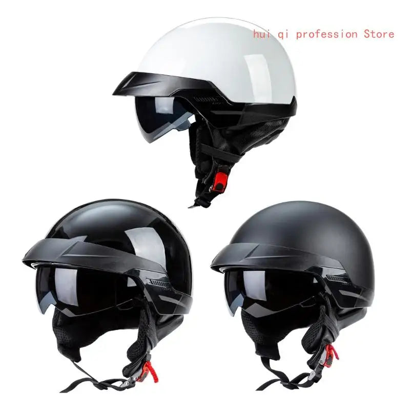 Vintage Motorcycles Helmet Men and Womens Adults Open-Face Motorbike Helmets with Goggles Helmet H8WE Quake