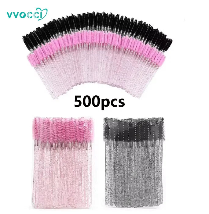 100/500/1000pcs Wholesale Eye Beauty Tools Disposable Mascara Wands Eyelash Brush Lash Extension Colorful Spoolies for Eyebrow Quake M93Black Pink500pc