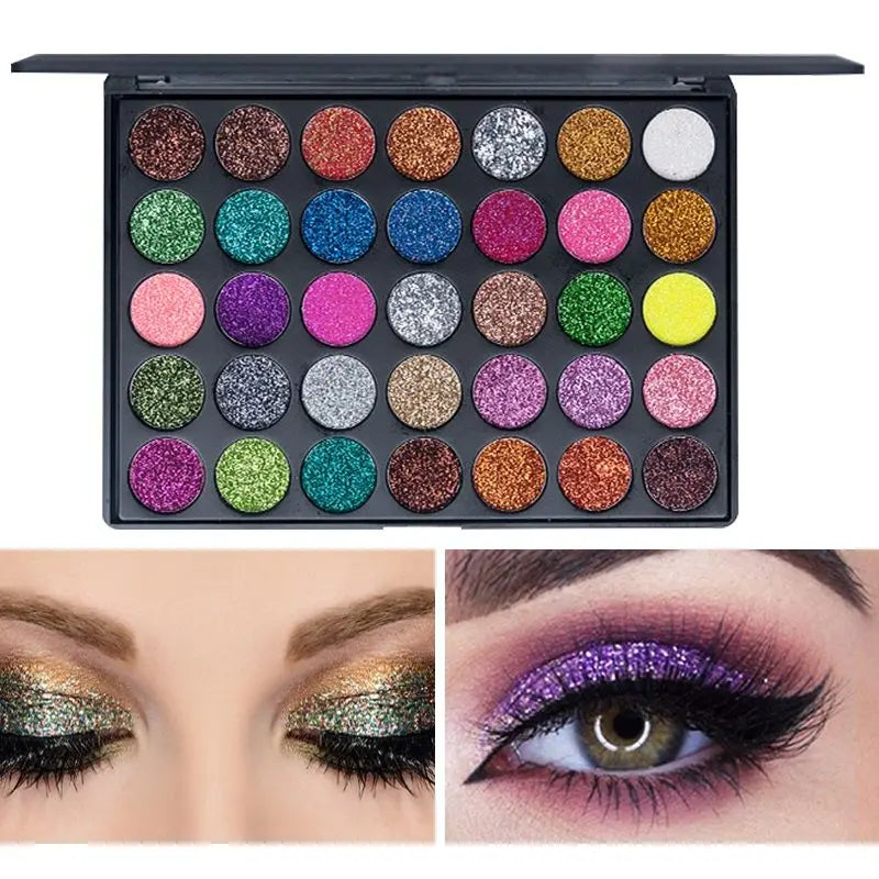 35 Color Glitter Metallic Eyeshadow Palette Shimmer Diamond Sequins Body Face Art Makeup Waterproof Maquillajes Para Mujer Quake