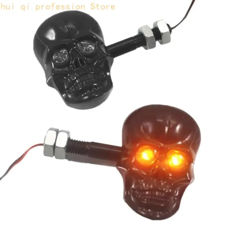 1 Pair 12V Motorbike LED Turn Lights Punk Skull Turn Lights H8WE Quake