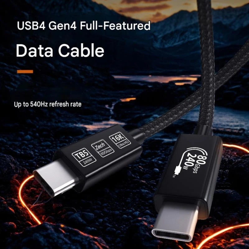 Type C to Type C Cable Usb 4 Cord for 80Gbps Data Transfer, 240W Charging, 16K Video Output and Home Office Desk Monitor K1KF Quake 0.5m CN