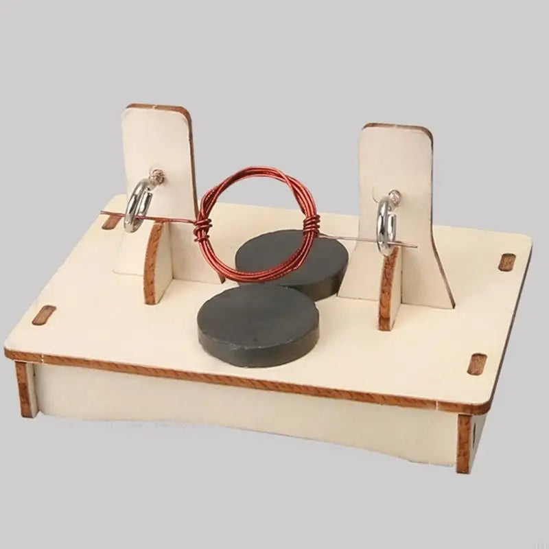 Motor Teaching Aid Electromagnetic Demonstration Model with Wooden Base, Open Coil Structure for Physics Classroom and K1KF Quake