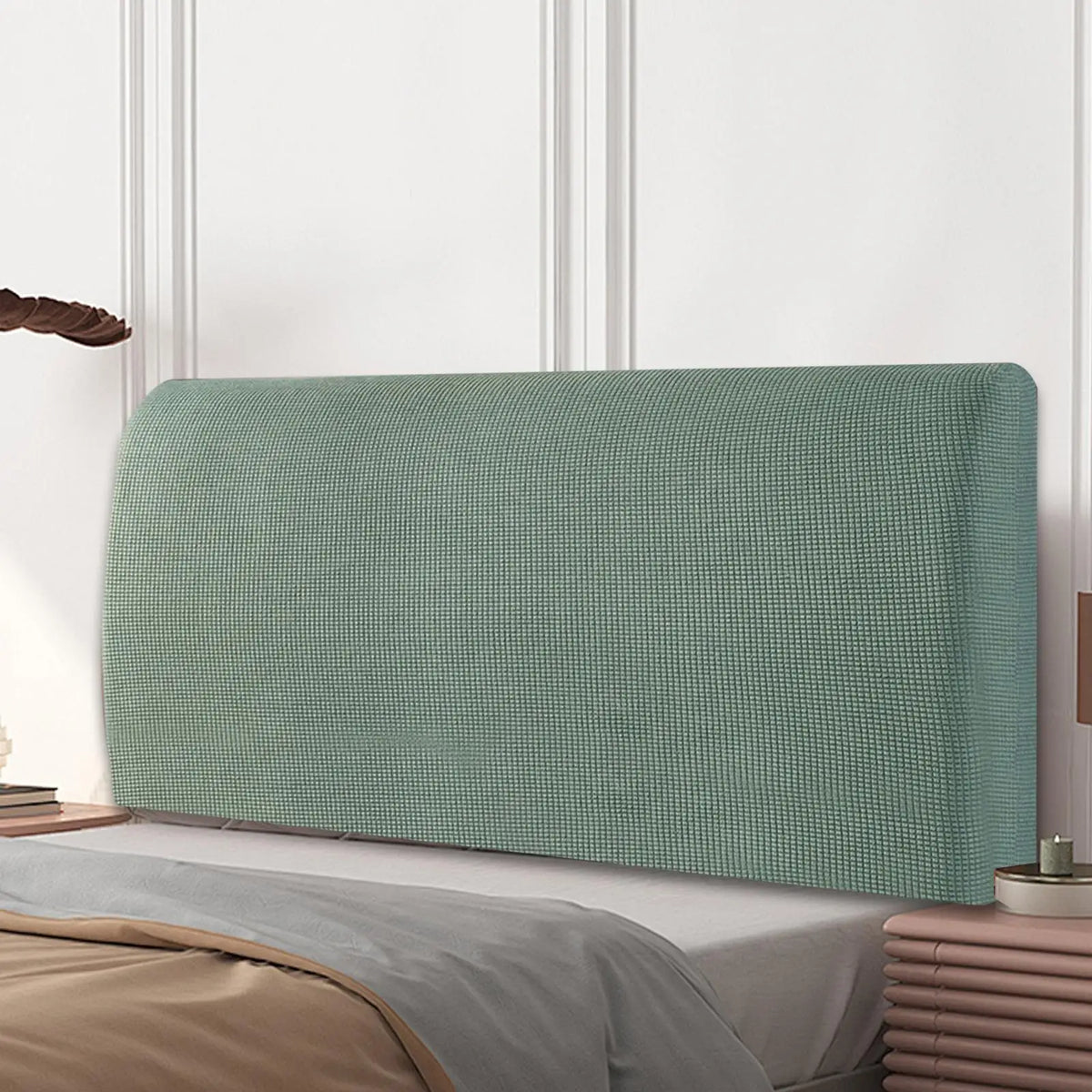 Bed Headboard Cover Washable Removable Solid Color Stretch Bed Back Cover Bedhead Cover Dustproof Cover Soft Protector 59inch Quake
