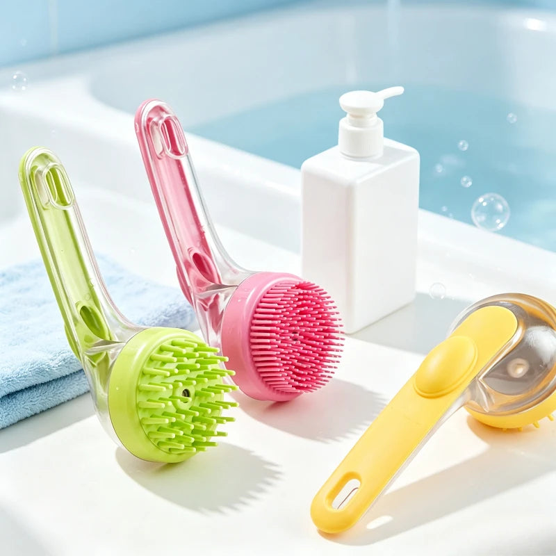Multifunctional Liquid-filled Pet Bath Scrubber Massage Brush Cat Dog Grooming Comb Pet Shower Cleaning and Grooming Tool Quake