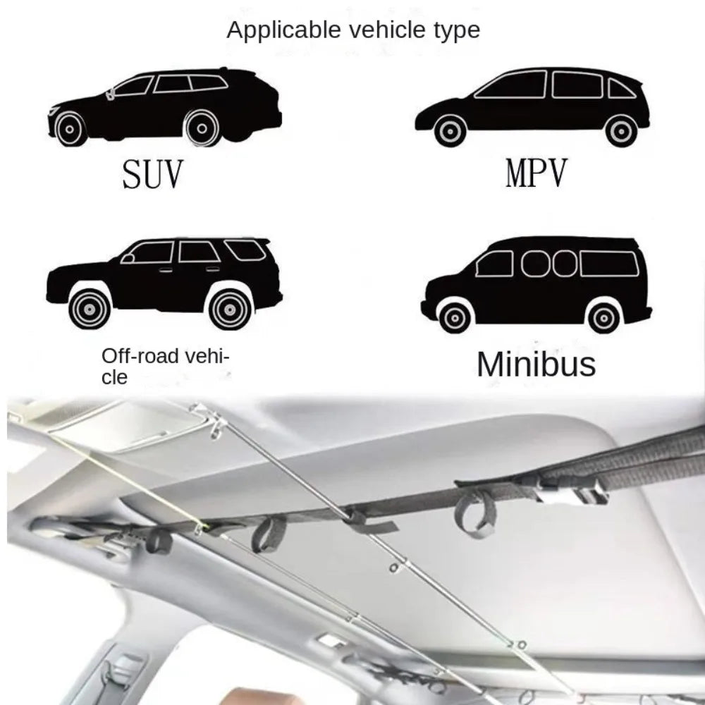 1/2pcs Black Vehicle Fishing Rod Storage Rack Adjustable With Magic Stickers Fishing Vehicle Rod Carrier Quake