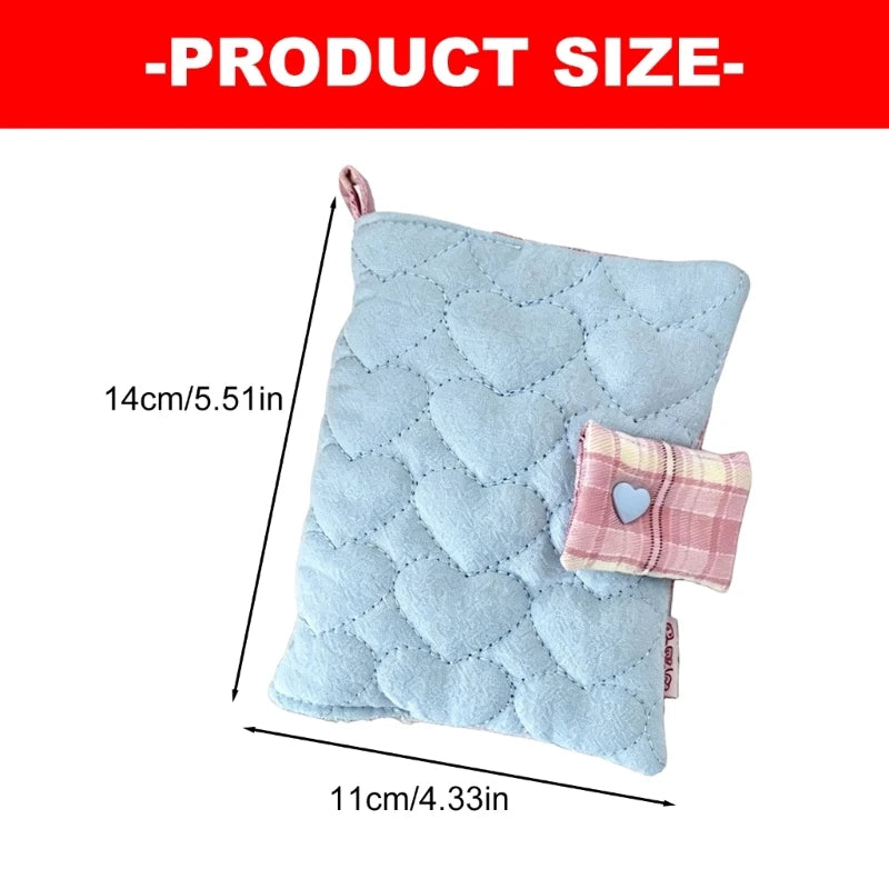 Stitched Heart Notebook Cover with Metal Binder Rings Spine and Top Loop, Slide-On Fitting, and Foldable Fabric K1KF Quake