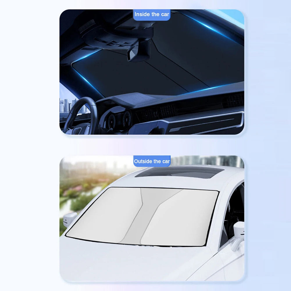 1x Car Windshield Direct Installation Foldable Cover Front Glass UV Block Sun Visor Shield Sunshade 140 * 80cm Quake