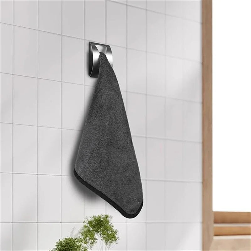 1PC Stainless Steel Towel Holder Hook Self Adhesive Clip Bathroom Cloth Hanger Household Wall Mounted Towel Rack Storage Quake