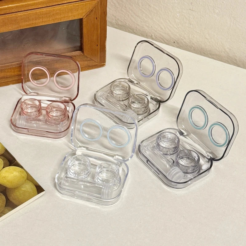 Portable Transparent Mini Contact Lens Case Integrated Twist-Free Cap Colored Lens Storage Box Compact Travel Eyewear Container Quake