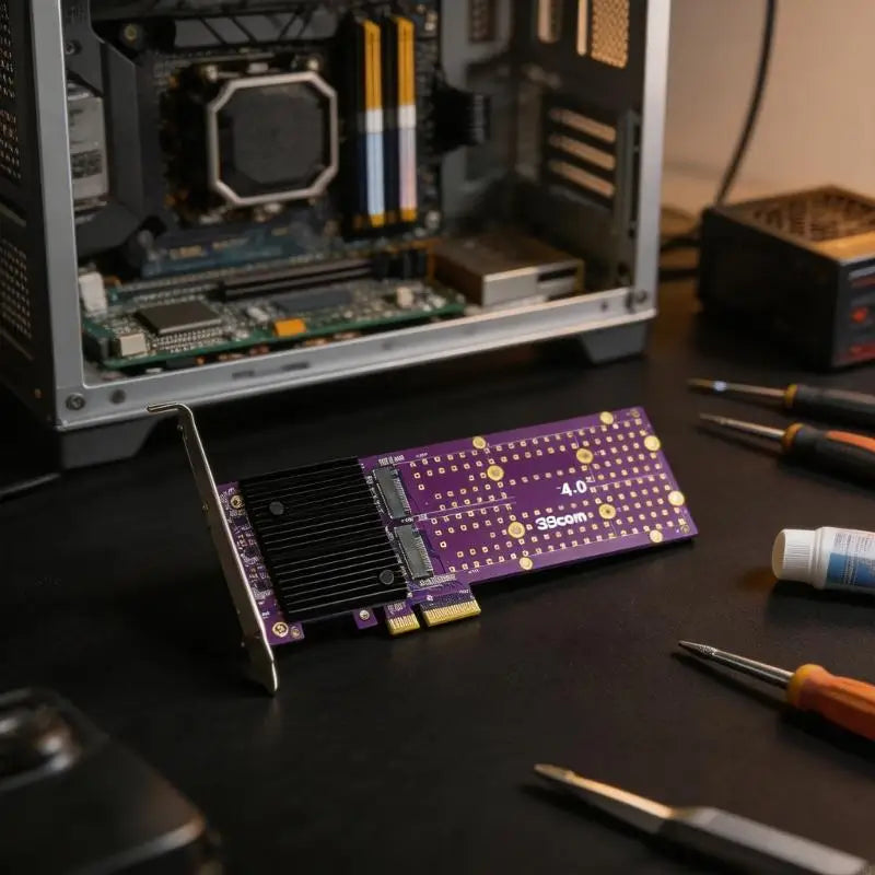 Desktop File Library Expansion Card with PCIe 4.0X4 Add-In Board Format, Two Drive Positions for Content Project Storage and Quake