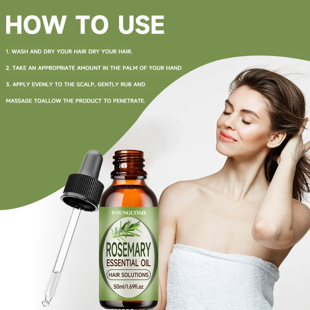 Rosemary Essential Oil Nourishes Promotes Growth Protects from Damage Reduces Hair FallRepairs Improves Frizz Prevents Hair Loss Quake