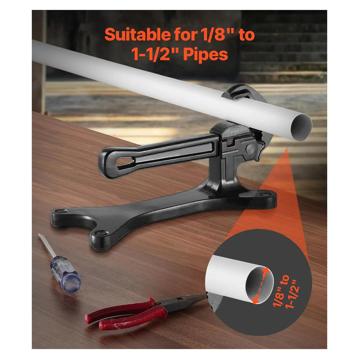 Pipe Vise Sturdy Easy to Use Practical,Non Slip for Holding Pipe Portable,Multifunction Tube Vice Manuel Pipe Clamp Self Locking Quake