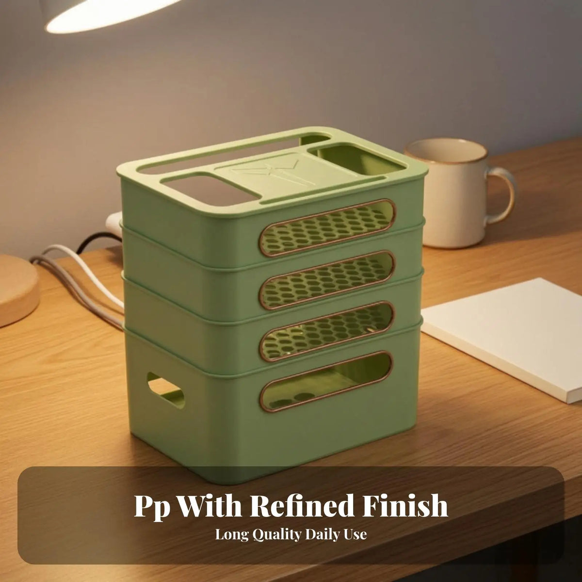 Router and Cable Organizer Box Space-Saving for Desk, Television Area Quake