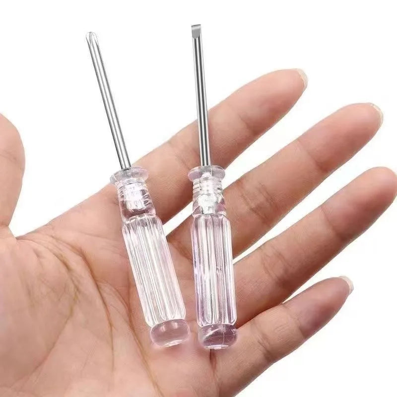 1pcs Mini Transparent Handle Screwdriver Portable Phillips Slotted Screwdriver for Home Repair DIY Hand Tool Quake