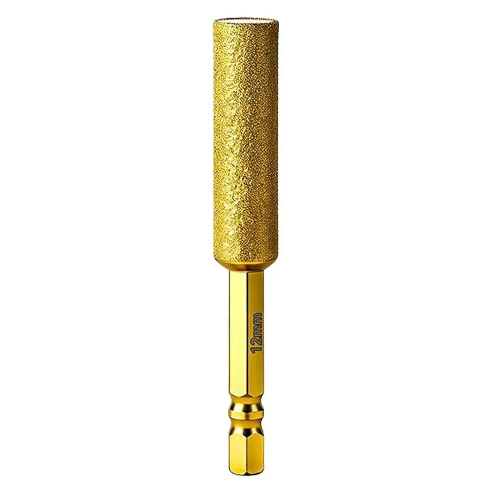 Hex Shank Dry Drill Bit 2-in-1 Glass & Stone Drilling and Grinding Tool, All-in-One Hole Saw and Grinding Head for Tile, Marble Quake 12mm