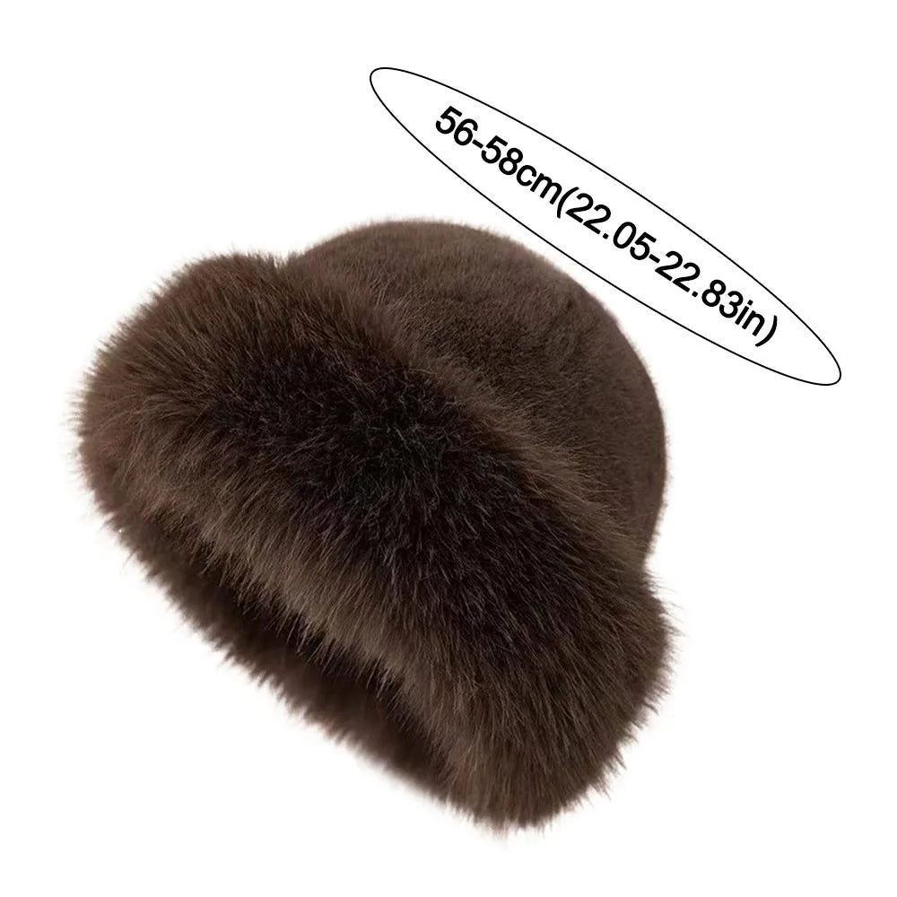 Fashion Headwear Fluffy Fur Winter Hat Thicken Fisherman Hat Cold Windproof Solid Color Berets for Women Girls Quake