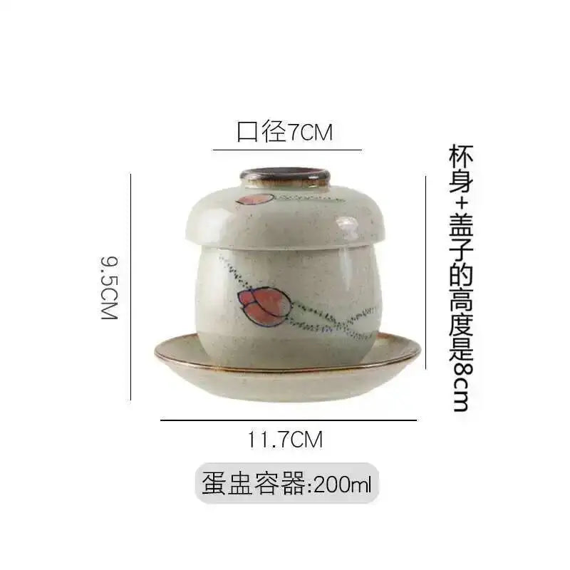 Steaming Bowl With Lid Ceramic Pudding Bowl Egg Steaming Cup Dessert Bird's Nest Small Egg Soup Bowl Quake K