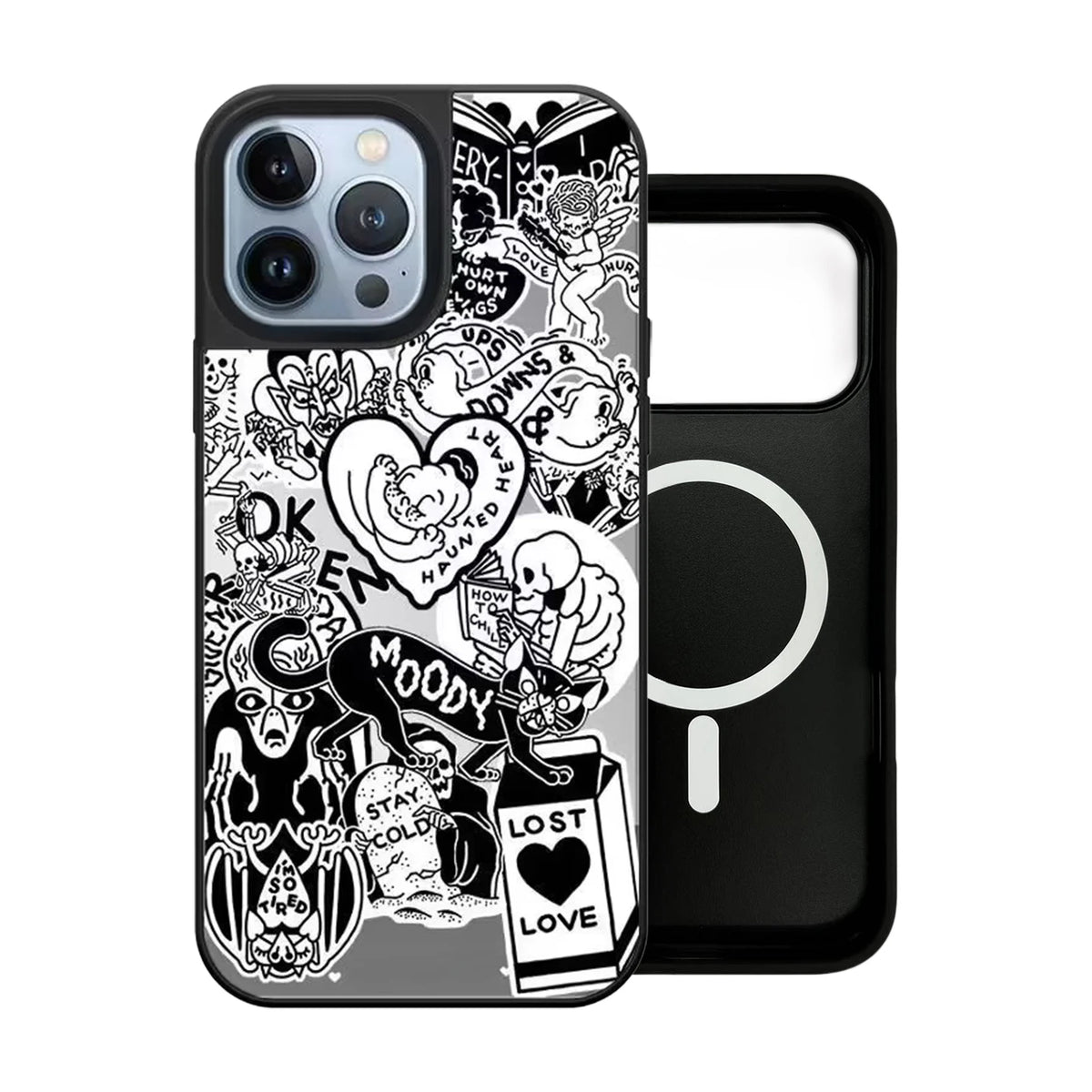 Stay Cold Skeleton Pattern Mirror Surface Magnetic Phone Case Cover for IPhone 13 14 15 16 17 18 Pro Max Case Quake