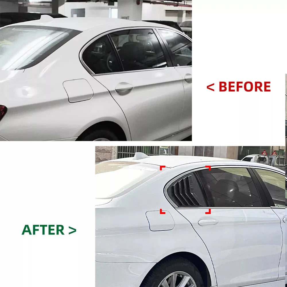 For BMW 5 Series F10 525i 530i Sedan 2011-2017 Car Rear Louver Window Side Shutter Cover Trim Sticker Vent Scoop Carbon Black Quake