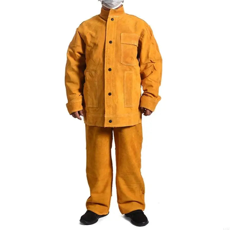 Heavy Duty Leather Welding Garment Heat Resistant Work Wear 175Cm for Metal Fabrication & Temperature Environment K1KF Quake Yellow CN