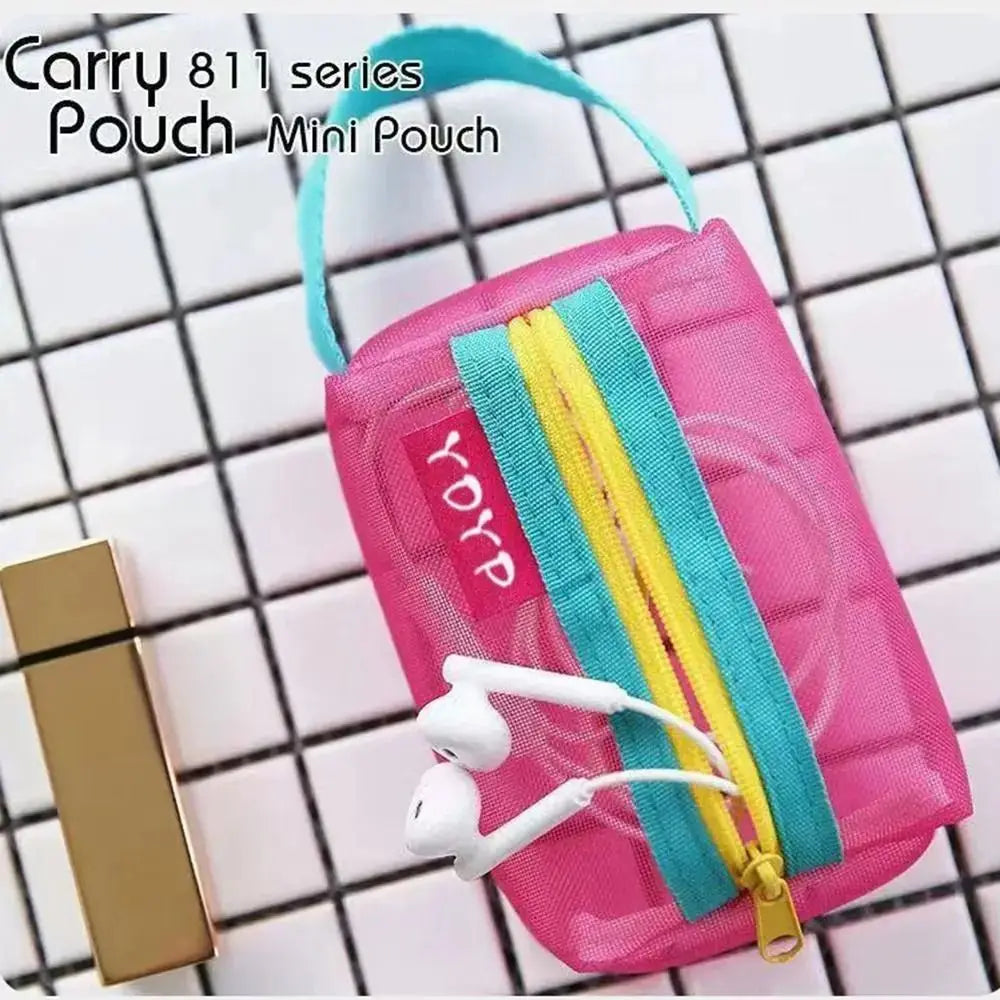 New Portable Zipper Pouch Transparent Coin Purse Mesh Storage Bag File Bag Cosmetic Bag Lipstick Bags Quake
