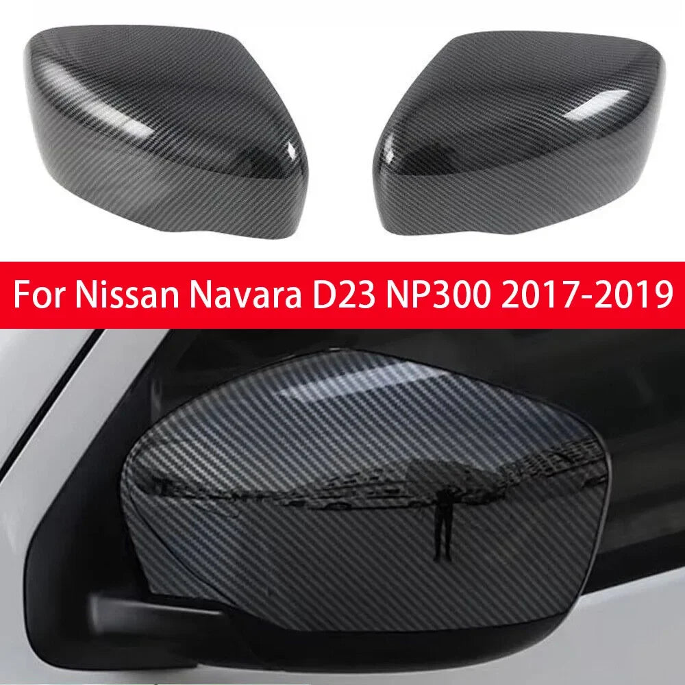 For Nissan Navara D23 NP300 2017-2019 Car Sticker Rearview Side Mirror Cover Wing Cap Exterior Door Rear View Case Trim Carbon Quake