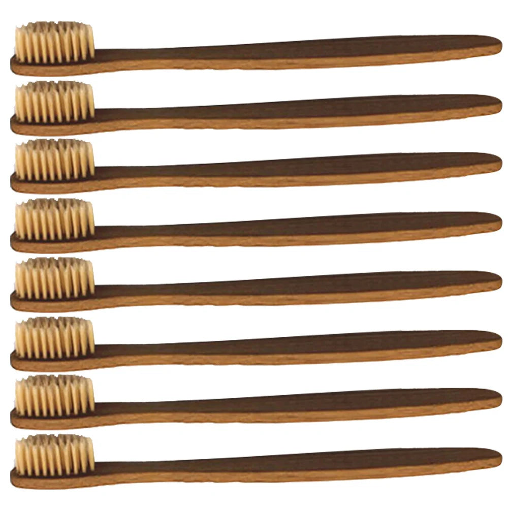 8pcs Bamboo Toothbrush Wooden Eco-Friendly Bristle Tooth Brushes For Sensitive Gums Teeth Stain Removal Sustainable Oral Quake