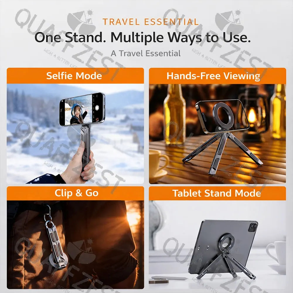 Aluminum Alloy Portable Foldable Magnetic Bracket Support For Magsafe Tripod for IPhone & Android Phone Travel Video Holder Quake