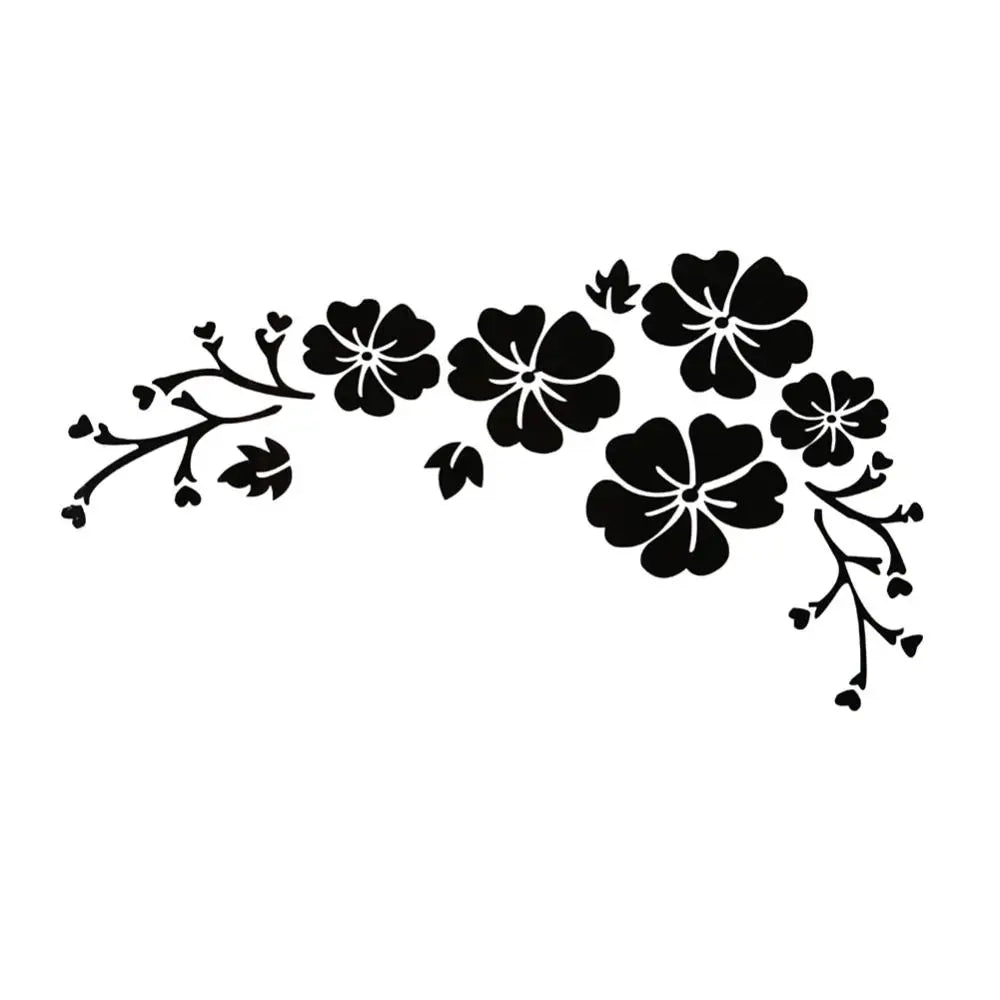 Fashion Flower Blossom Car Decal Sticker Auto Truck Bumper Door Window Decor Quake Black