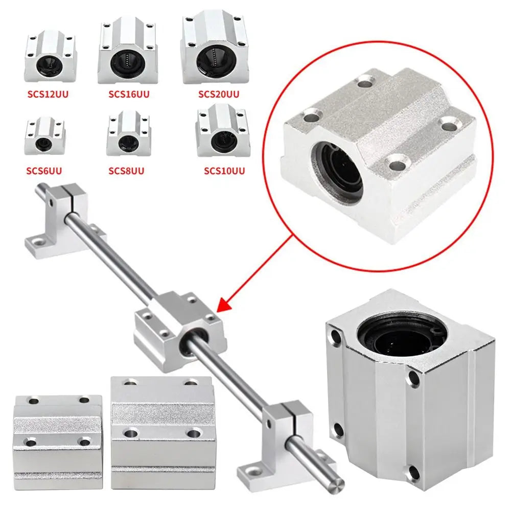 SCS8UU SCS10UU SCS12UU Linear Ball Bearing CNC Router Aluminium Slide Bushing Block SCS16UU SCS20UU Lightweight Guild Rail Shaft Quake