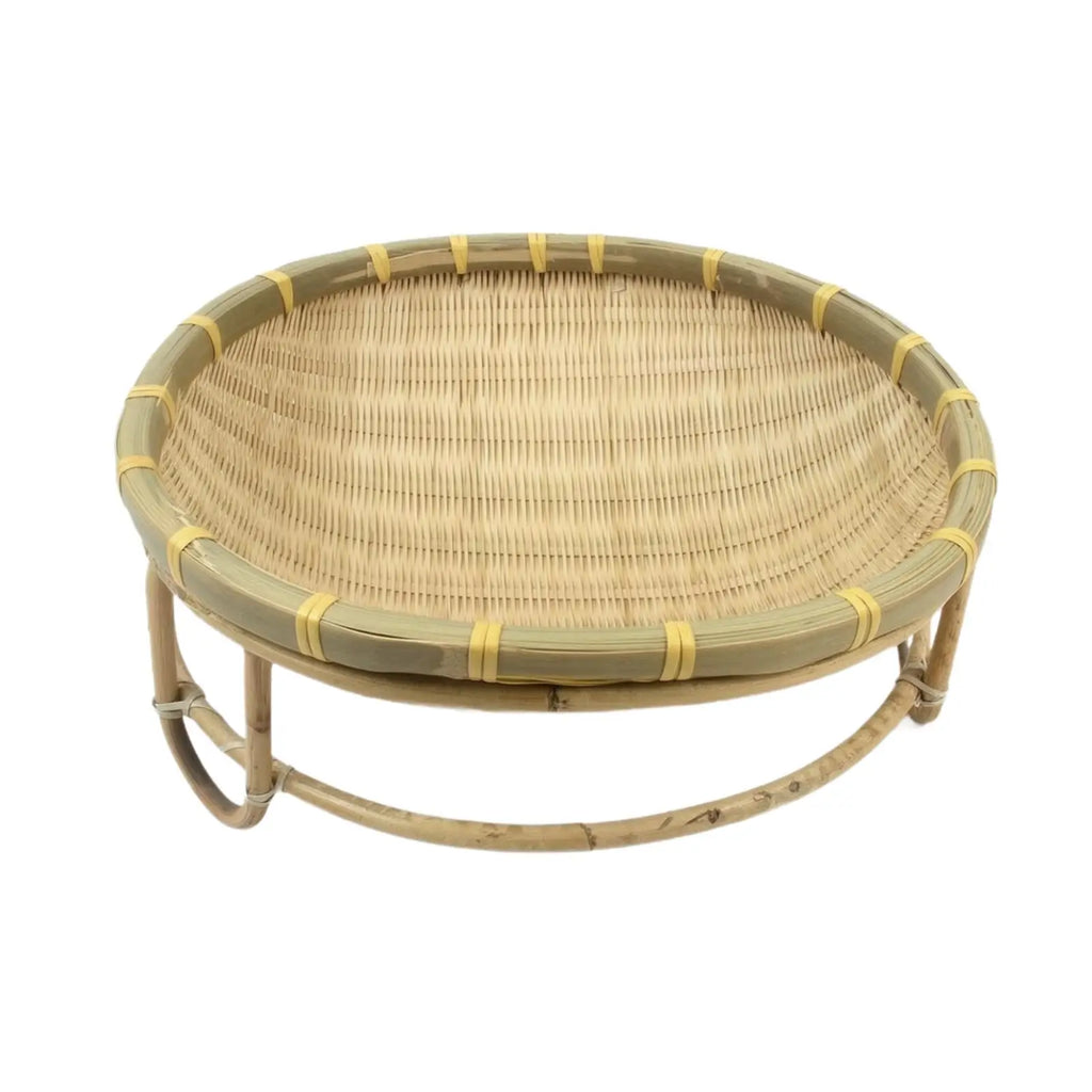 Woven Rattan Cat Cradle Bed for Indoor Pets Bamboo Sleeping Basket Elevated Breathable Pet Nest for Small Dogs Kittens Quake