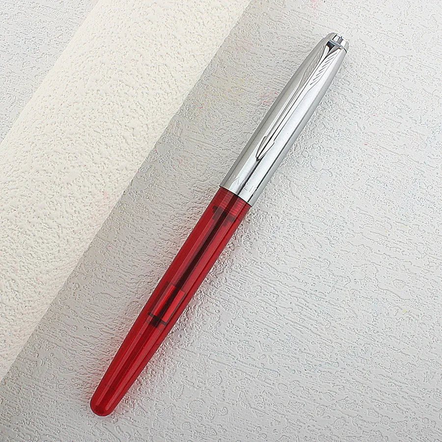 Luxury High Quality 0.38MM Fountain Pen Classic Write Retro Plastic Transparent Finance Nib Pen Stationery Office Supplies Quake